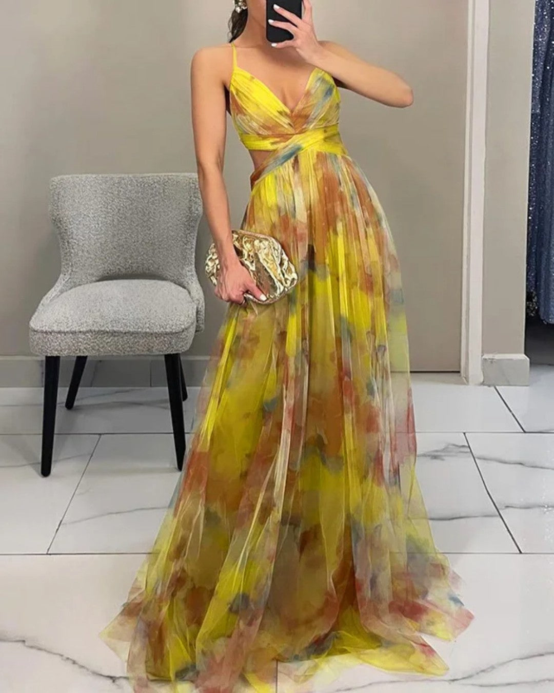 Gisela - Vestido largo con estampado floral